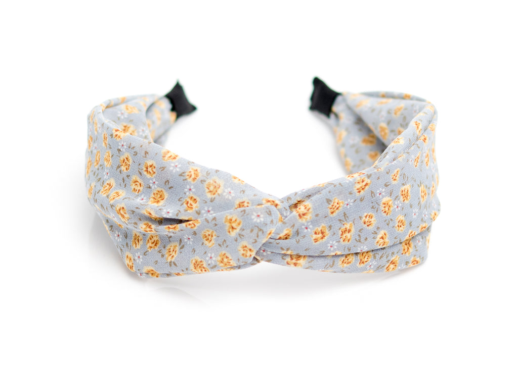 Cross Knotted Grey & Yellow Headband.