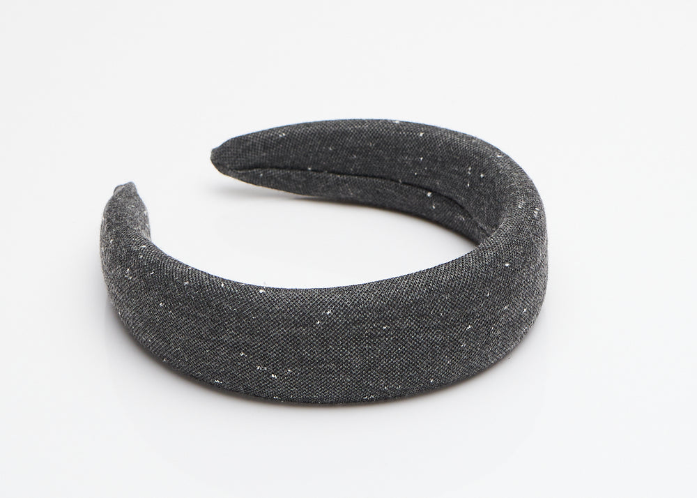 Gray Slub Linen Wide Padded Headband